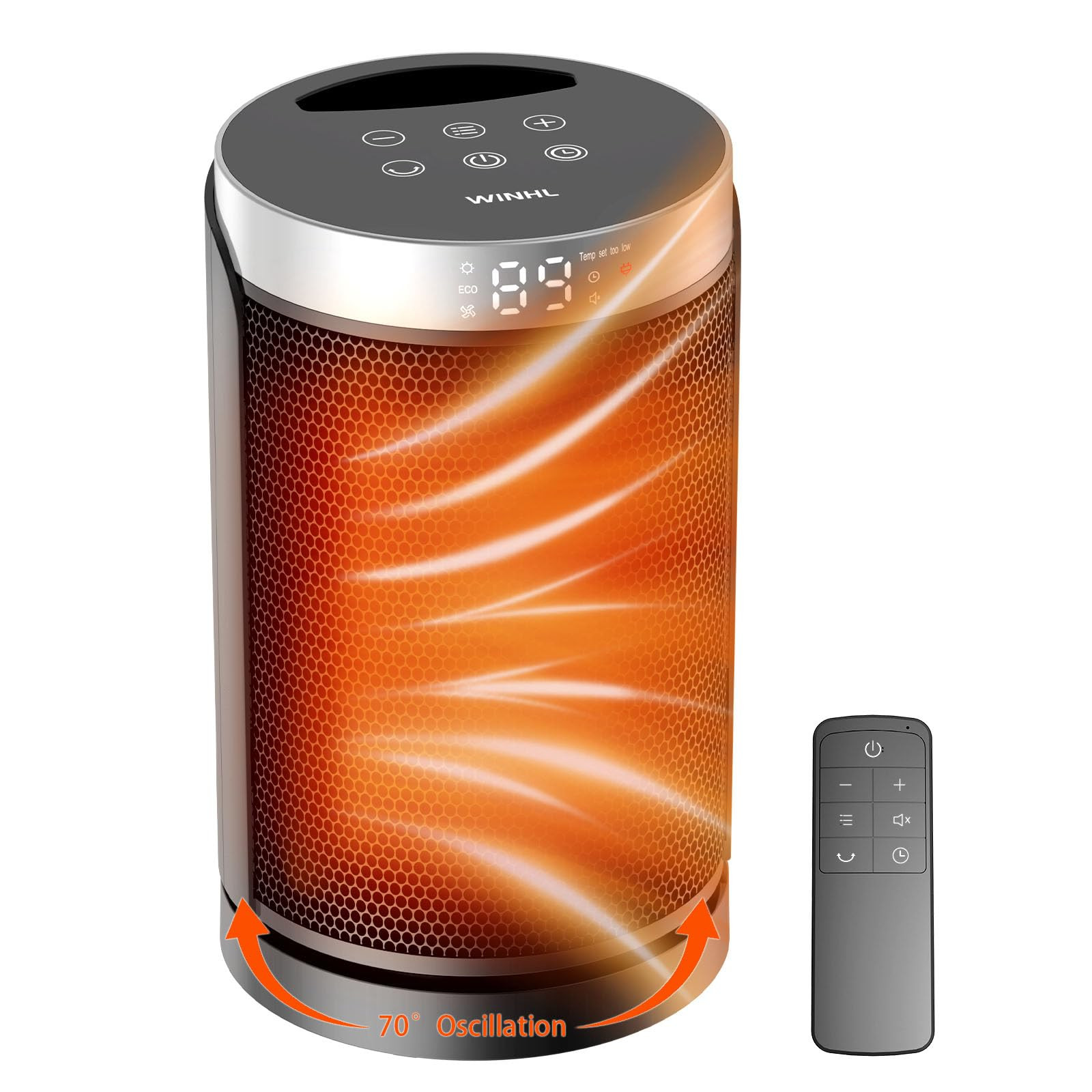 Space Heater, WINHL Small Portable Electric Heaters for Indoor Use with Thermostat and Remote, 70... | Amazon (US)