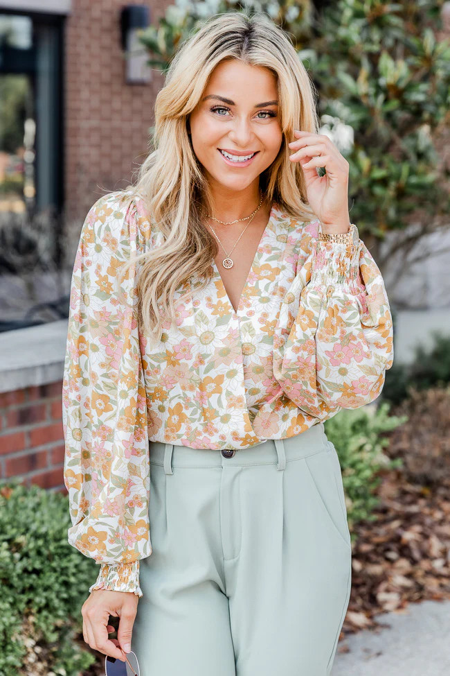 Having Mixed Feelings Multicolor Floral Long Sleeve Bodysuit | Pink Lily