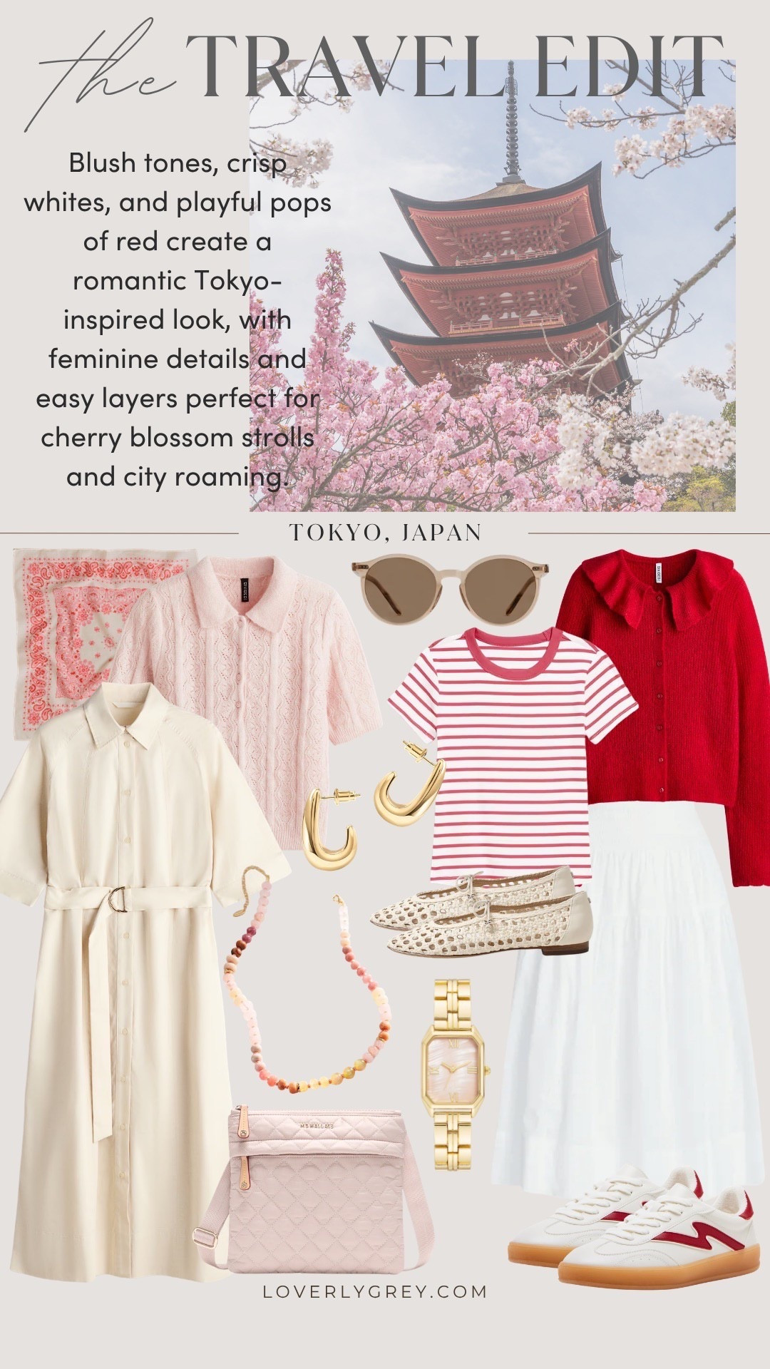 Cherry blossom season, but make it wearable 🌸🇯🇵 🍒 Soft blush tones, crisp whites, and a pop of red come together in this romantic Tokyo-inspired travel edit! 

Loverly grey, chic layering outfit ideas, feminine knits, airy skirt outfit, what to wear in Tokyo Japan, travel capsule wardrobe

#LTKSeasonal #LTKTravel #LTKootd