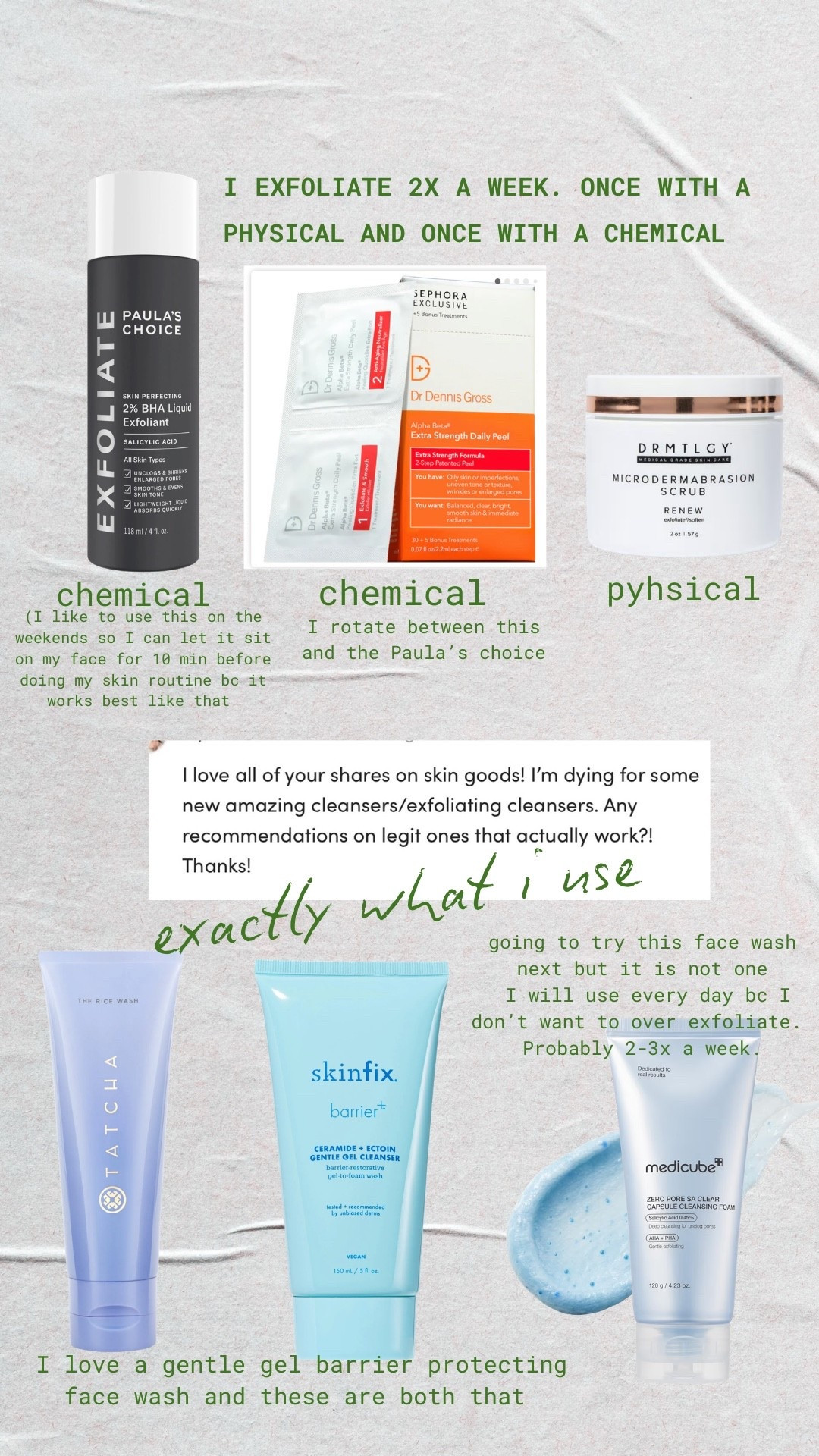 Exactly what I use for exfoliants and cleansers ￼

#LTKBeauty #LTKselfcare #LTKOver40