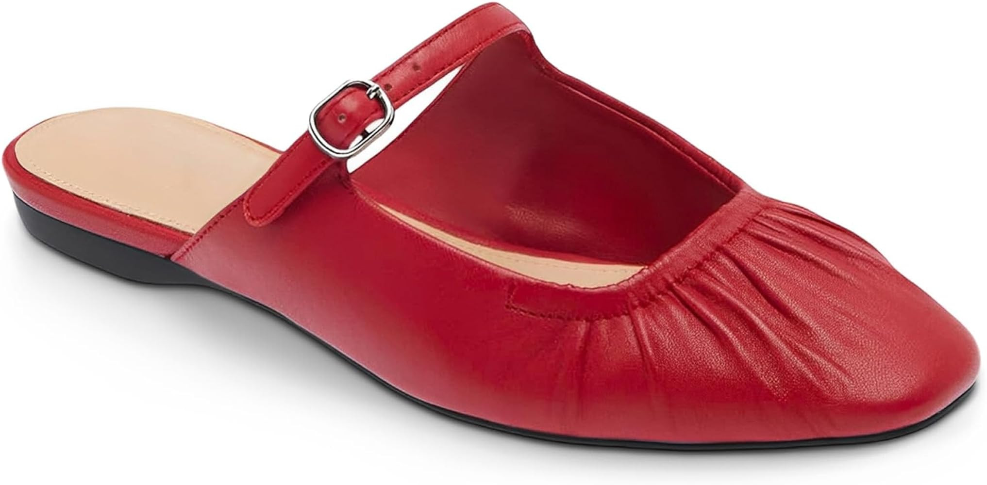 Coutgo Womens Mules Mary Jane Flats Closed Toe Pleated Slip on Shoes Dressy Casual Slides | Amazon (US)