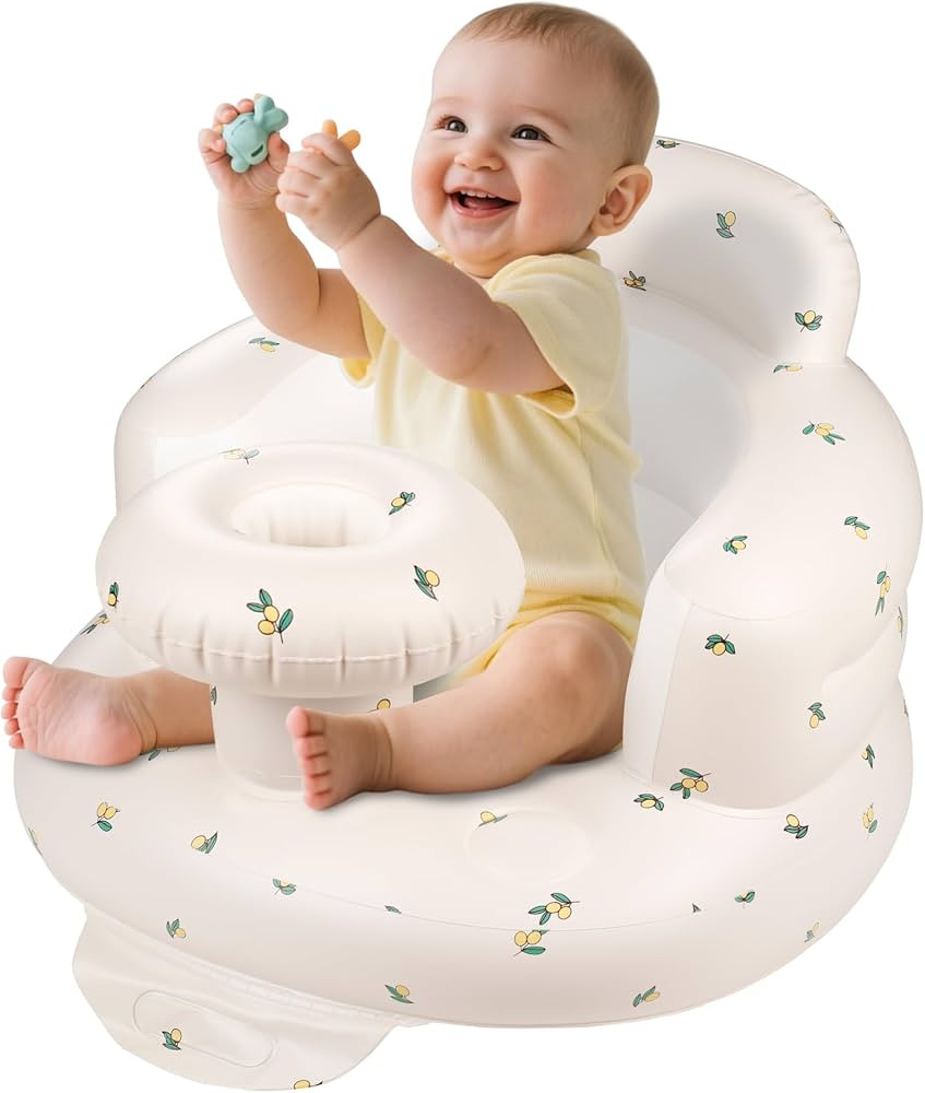 Inflatable Baby Seat with Tray, Comfortable Sit Me Up Floor Seat for Baby Learning to Sit, Portab... | Amazon (US)
