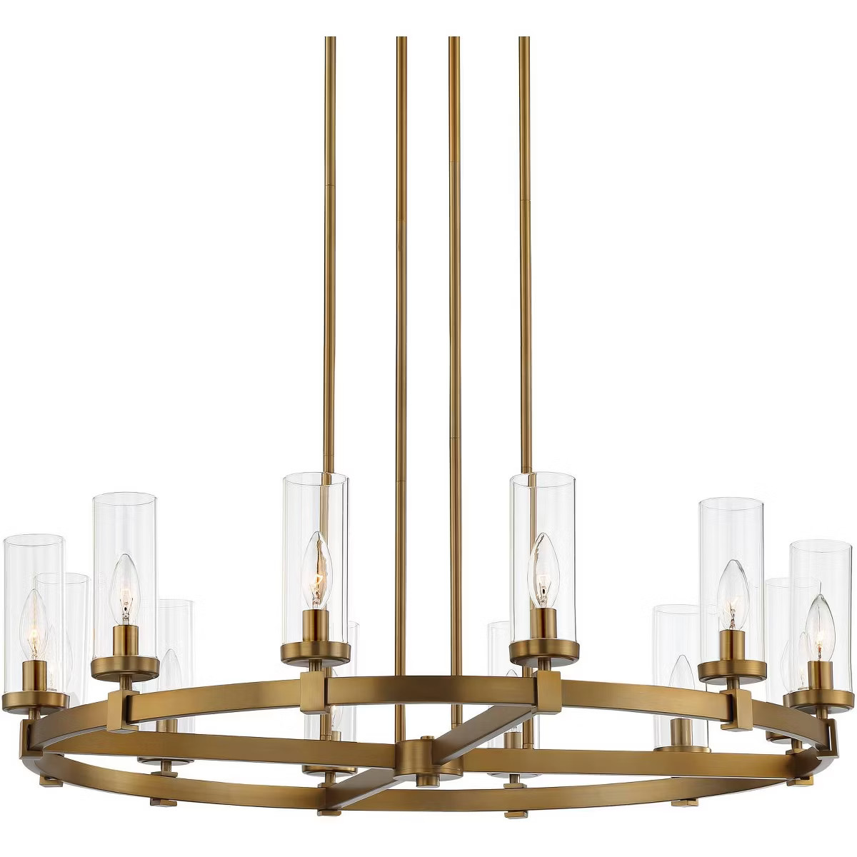 Stiffel Aron Brass Gold Wagon Wheel Chandelier 36" Wide Modern Clear Glass Shade 12-Light Fixture... | Target