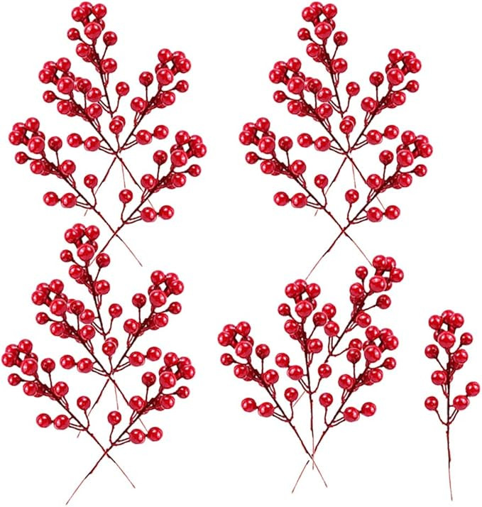 Guuozzli 20 PCS Artificial Red Berry,Red Berry Picks Branch,7.8 Inch Berry Stems for Festival,Hol... | Amazon (US)