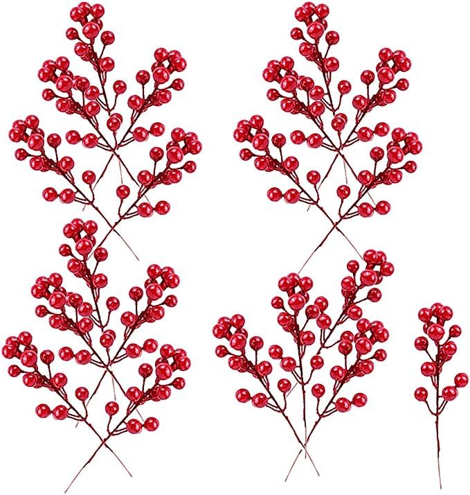 Guuozzli 20 PCS Artificial Red Berry,Red Berry Picks Branch,7.8 Inch Berry Stems for Festival,Hol... | Amazon (US)
