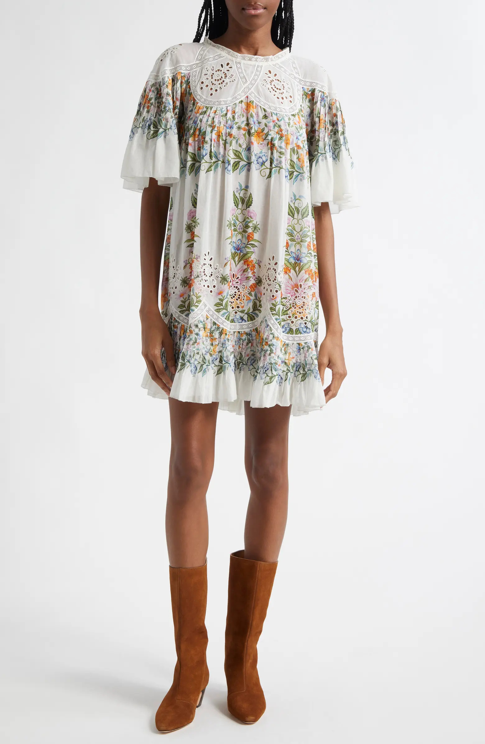 FARM Rio Sweet Bloom Cotton Eyelet Shift Dress | Nordstrom | Nordstrom