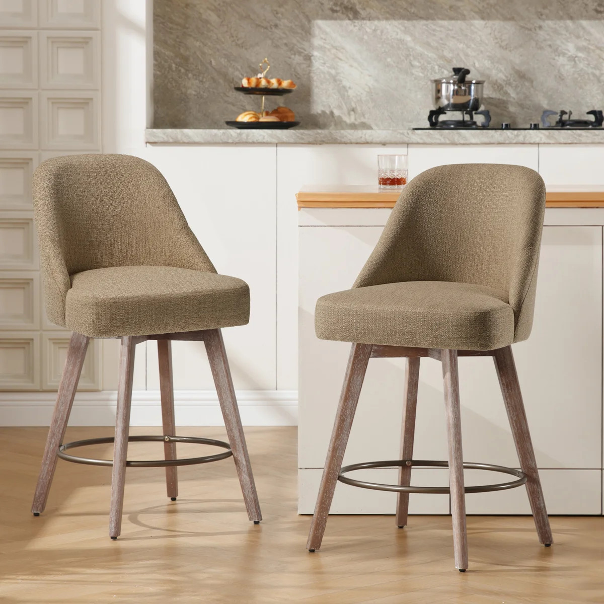 Mangu Upholstered Swivel Stool (Set of 2) | Wayfair North America