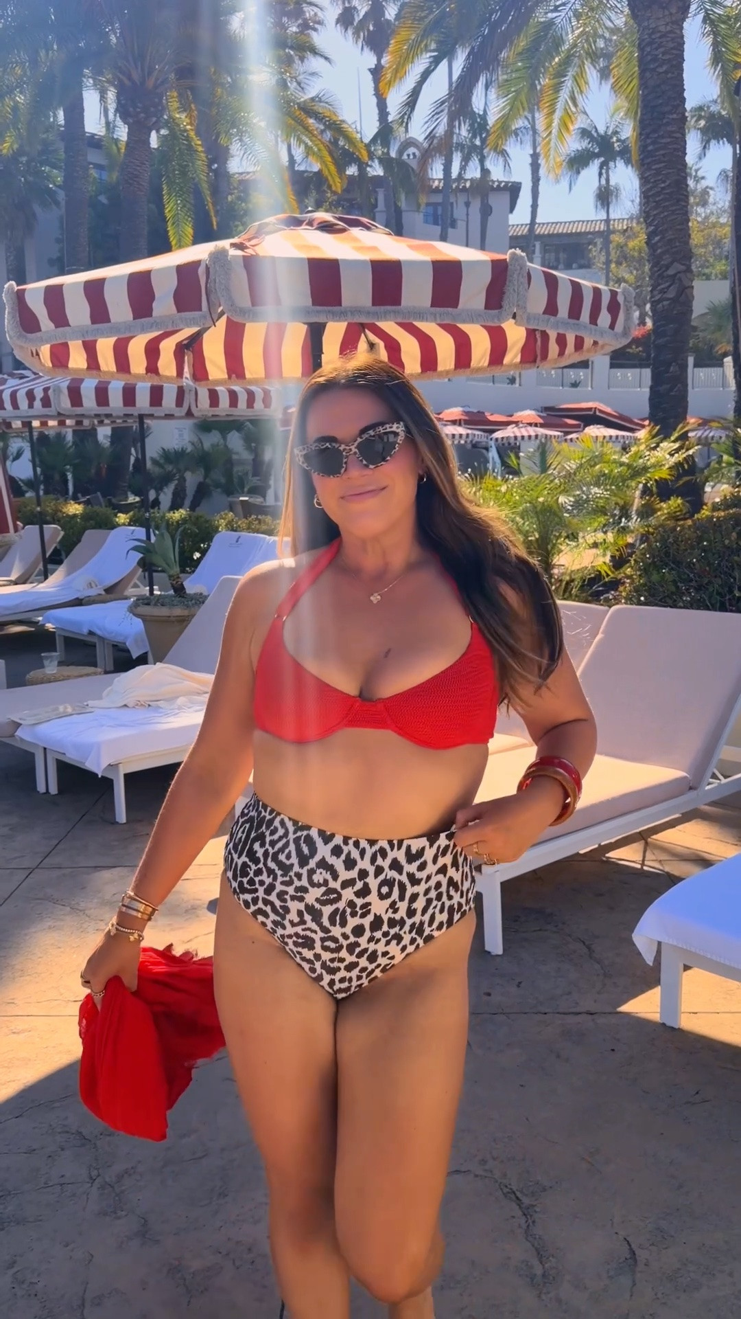 curvy midsize red and leopard bikini swim look for vacation in Santa Barbara! wearing size large in top and bottom ❤️

#LTKMidsize #LTKSwim #LTKTravel