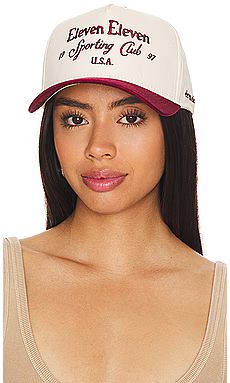 Eleven Eleven Sporting Club Script Cap in Beige & Maroon from Revolve.com | Revolve Clothing (Global)