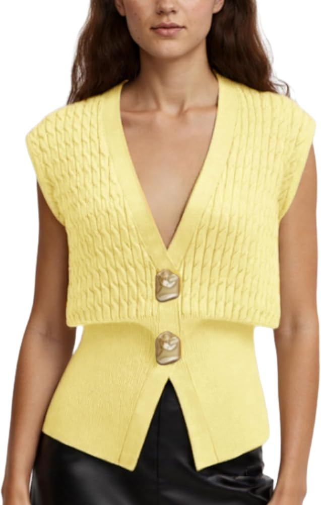 AMEBELLE Vest Tops for Women Cable Knit Sweater Sleeveless V Neck Cardigans Lightweight Knit Pull... | Amazon (US)