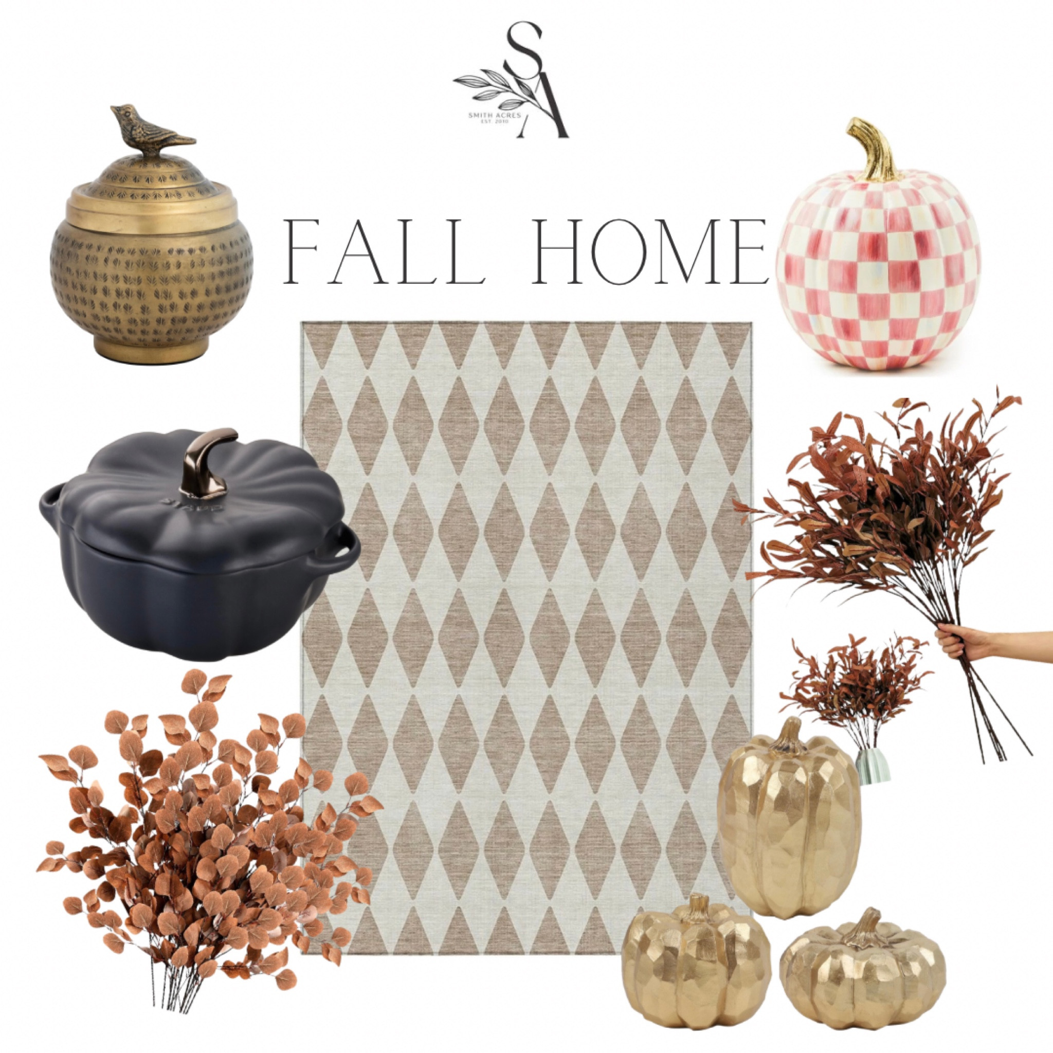 Fun trending Fall home pieces. 🍂 
I love switching up rugs for the next season. Look at that cute gold canister with the bird. 🐦 

#LTKSeasonal #LTKHome #LTKBaby