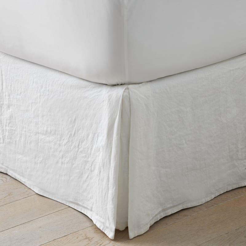 Premium Breathable Washed Linen Solid Bed Skirt - White, Twin | The Company Store