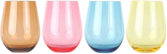Lily's Home Unbreakable Poolside Acrylic Stemless Wine Glasses and Water Tumblers, Made of Shatte... | Amazon (US)