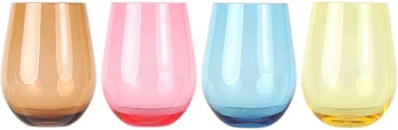 Lily's Home Unbreakable Poolside Acrylic Stemless Wine Glasses and Water Tumblers, Made of Shatte... | Amazon (US)