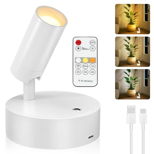 Kimjo Spot Lights Indoor, Rechargeable Plant Spotlight Indoor, Wireless LED Up Lights Accent Lighting with Timer and Dimmable, Battery Powered Picture Light | Amazon (US)