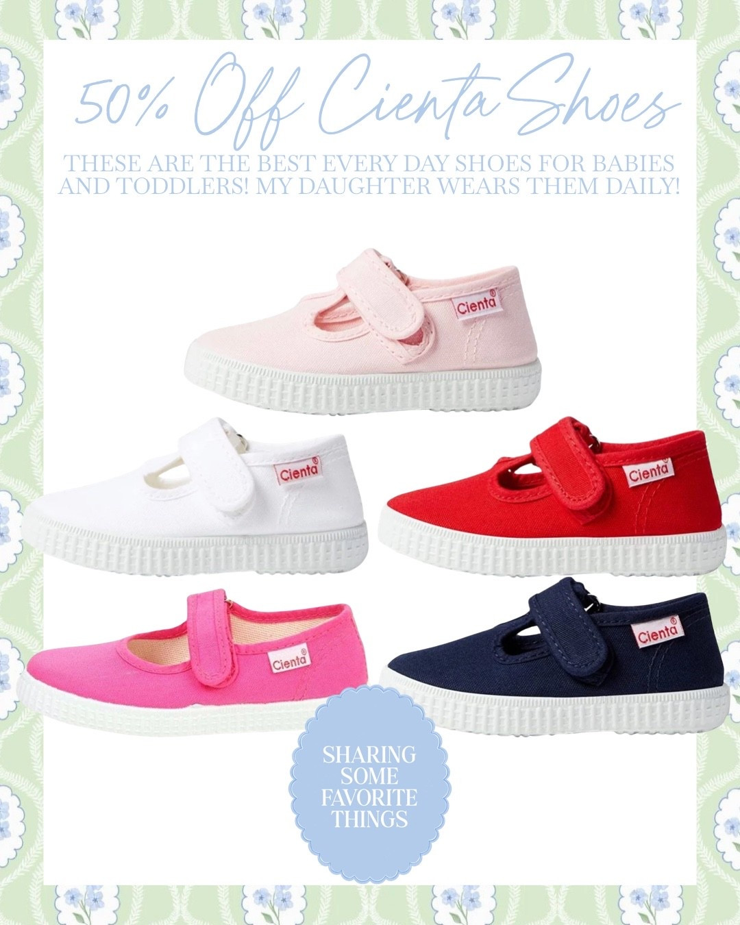 Y’all RUNNNN these cienta shoes are 50% off right now!!! 🙌🏼🙌🏼 this is the kind of sale where you stock up on multiple colors and sizes!!! This sale is unreal! Colors and sizes are selling out FAST! So run, add to cart and checkout as soon as you can!

These are the best daily shoes for babies and toddlers!! My daughter wears them daily!! I love that they come in so many colors and they go with everything!! They are easy to clean too - I just throw in the wash which I love the ease of cleaning them!

#kidsshoes #shoes #toddlershoes #babyshoes #kids #kid #kidsstyle #kidstyle #kidsclothes #kidsfashion #kidsoutfits #toddlers #toddler #toddlerstyle #toddlersstyle #toddlerclothes #toddleroutfits #toddlerfashion #baby #babyclothes #babystyle #babyfashion #boy #boyclothes #boystyle #girl #cienta #cientashoes #maisonette #girlclothes #girlstyle #bows #pink #grandmillenial #grandmillenialstyle #preppy #preppystyle #classic #classicstyle #cienta #sale #salealert #majorsale #deal #dealoftheday

#LTKKids #LTKBaby #LTKSaleAlert