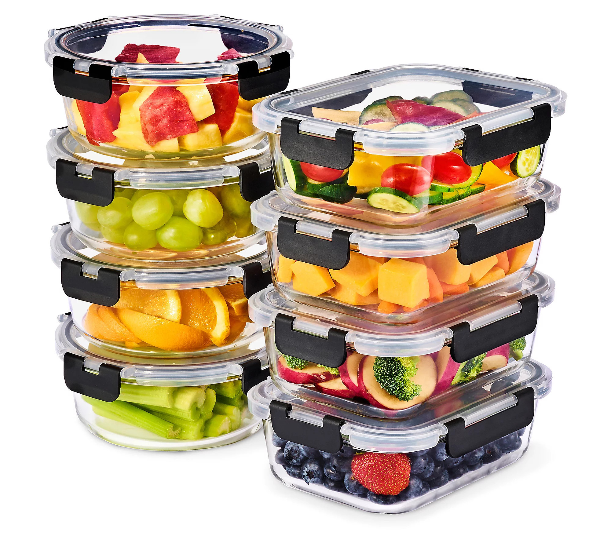 Sorbus Glass Food Containers with Lids 8-Pack 2 Variety Set | QVC