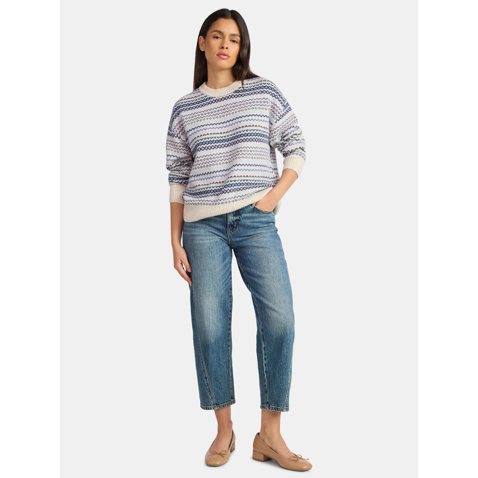 Time and Tru Women's Fair Isle Pullover Sweater, Midweight, Sizes XS-XXXL | Walmart (US)