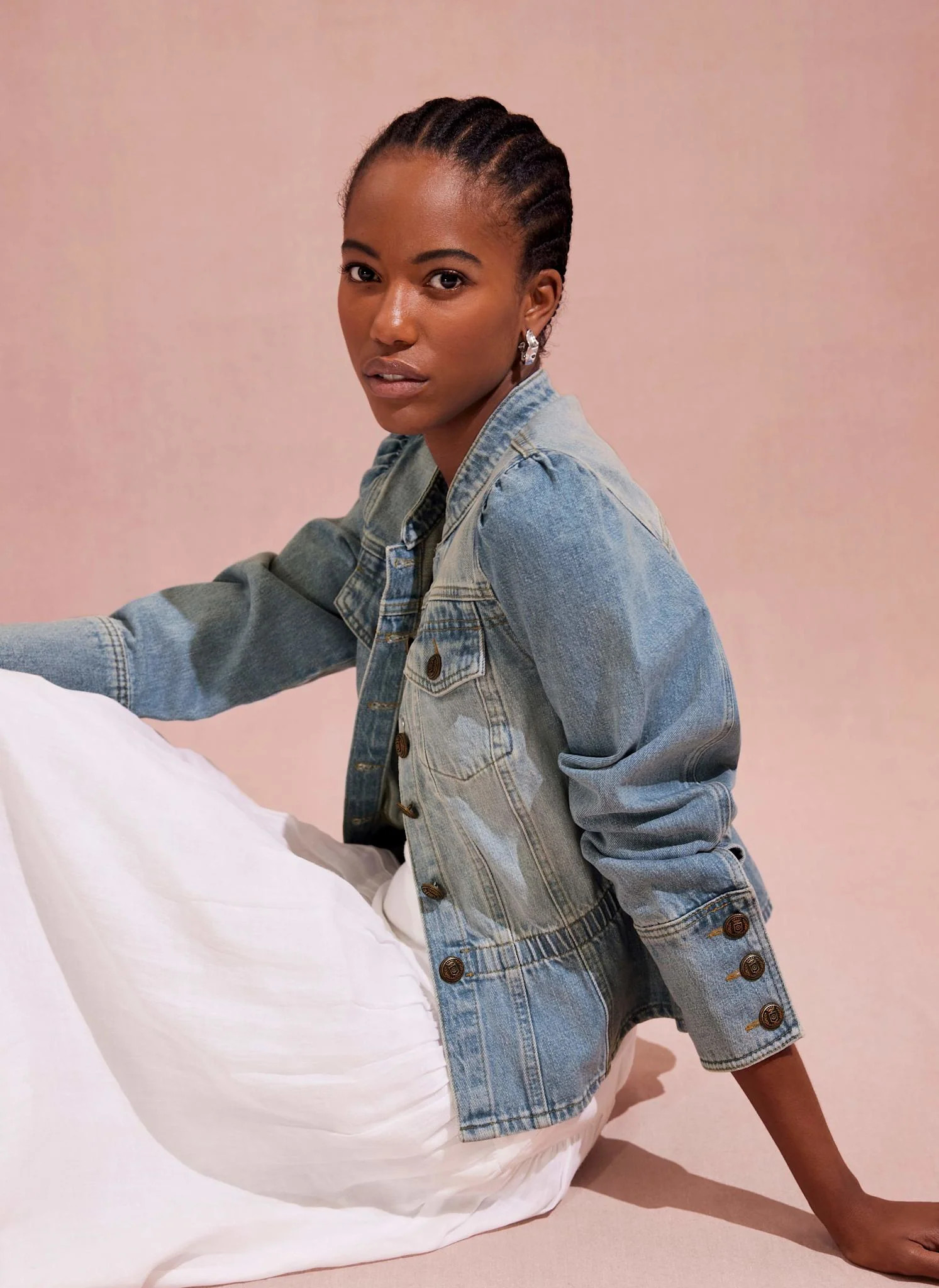 Indigo Puff Sleeve Denim Jacket | Mint Velvet