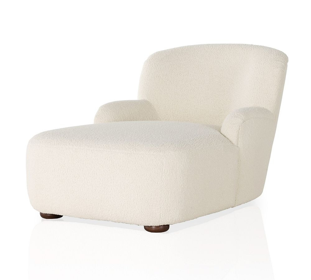 Briar Upholstered Chaise Lounge, Polyester Wrapped Cushions, Skeepskin Natural | Pottery Barn (US)