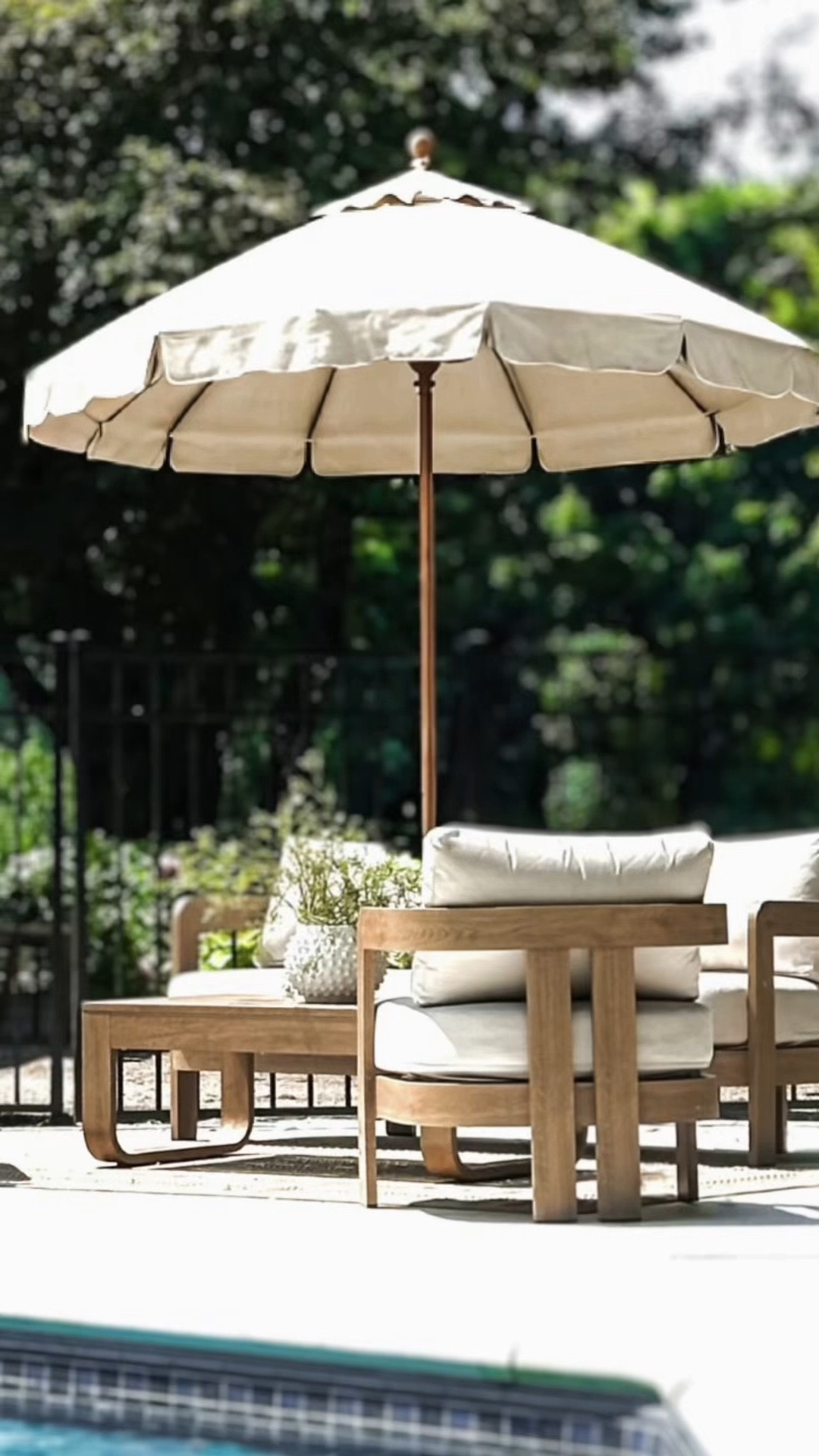 Zero regret pool patio furniture purchase! I would buy this outdoor couch and chair set over and over again! 

✨It looks just like real wood (white oak color) except it’s aluminum so it doesn’t fade or rust. 
✨It’s lightweight, durable and looks modern and high-end. 10/10. 
✨Comes with the couch, 2 chairs & coffee table. 

🏷️ outdoor furniture / patio set / outdoor living / outdoor couch / outdoor chair / outdoor coffee table 

#LTKHome #LTKSeasonal