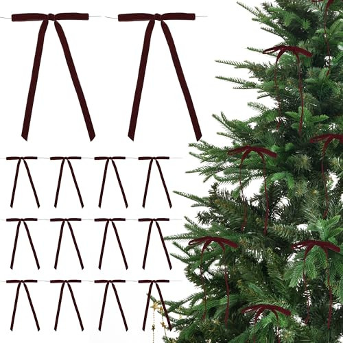 AIMUDI Burgundy Velvet Bows 4.5" x 7" Velvet Bows for Christmas Tree Christmas Bows for Gift Wrapping, Holiday Crafts, Wreaths, Garlands, Staircase, Home Outdoor Winter Christmas Decorations, 24 PCs | Amazon (US)