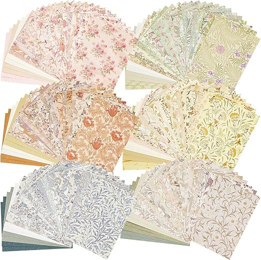 240 Pcs Vintage Floral Scrapbook Paper & Label Journaling Stickers Assorted Set - 6 Pack Mixed Sp... | Amazon (US)