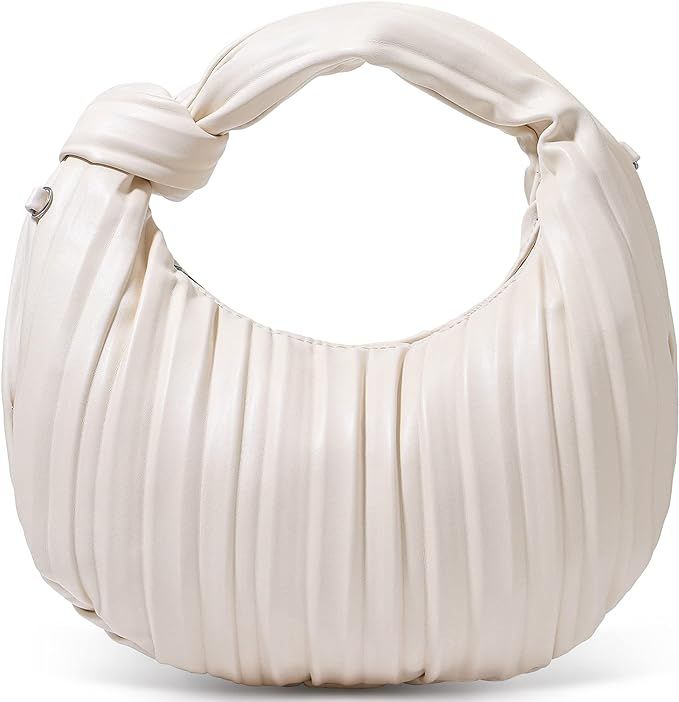 NIUEIMEE ZHOU Small Knotted Handbags for Women Soft PU Leather Crossbody Dumpling Bags Cloud Clut... | Amazon (US)