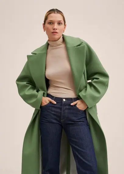 Oversize wool coat mint green - Woman - M - MANGO | MANGO (UK)