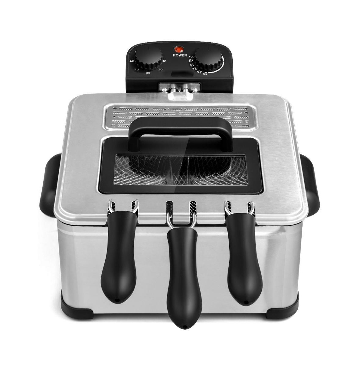 Slickblue Electric Deep Fryer 5.3QT/21-Cup Stainless Steel 1700W with Triple Basket - Black-Silver | Macy's