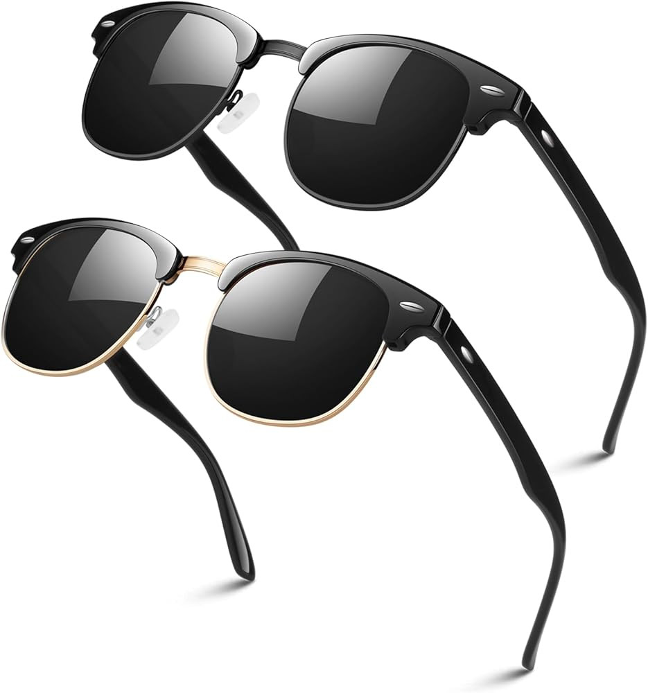 LINVO Polarized Semi Rimless Sunglasses for Men Women, Classic Retro Shades Half Frame Driving Su... | Amazon (US)