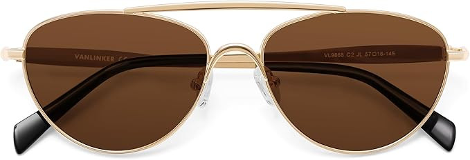VANLINKER Polarized Trendy Aviator Metal Cat Eye Sunglasses for Women Men Retro Vintage Shades VL... | Amazon (US)