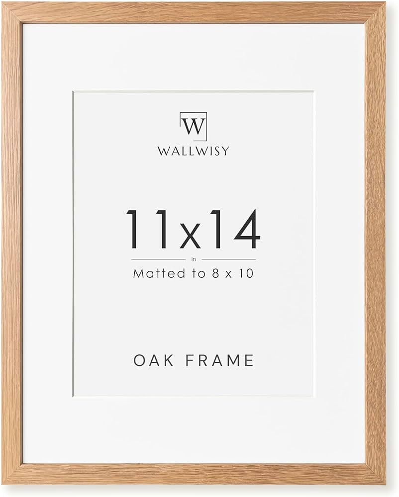11x14 Picture Frame, Solid Oak 11x14 Photo Frame with Mat to 8x10, 14x11 Natural Oak Wood Frames ... | Amazon (US)