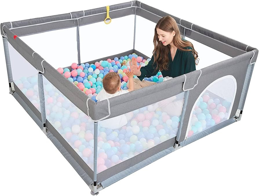 TODALE Baby Playpen 50”×50” Gray Playpen for Babies and Toddlers, Safe & Sturdy, Small Baby ... | Amazon (US)