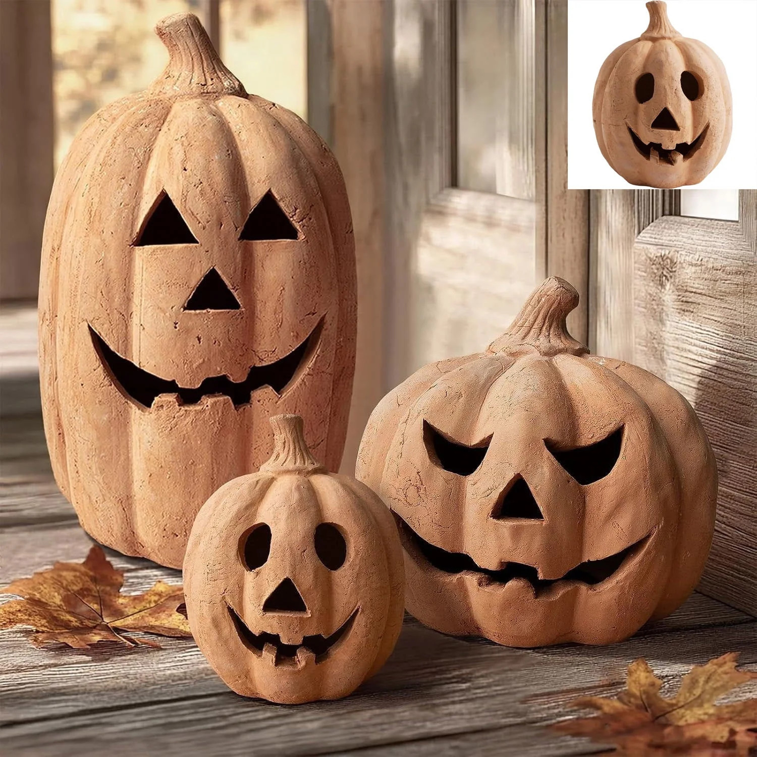 Halloween Handmade Pumpkin,Resin Pumpkin Fall Halloween Decorations Autumn Farmhouse Table Decoration for Home Porch Front Door Mantel Room(C） - Walmart.com | Walmart (US)