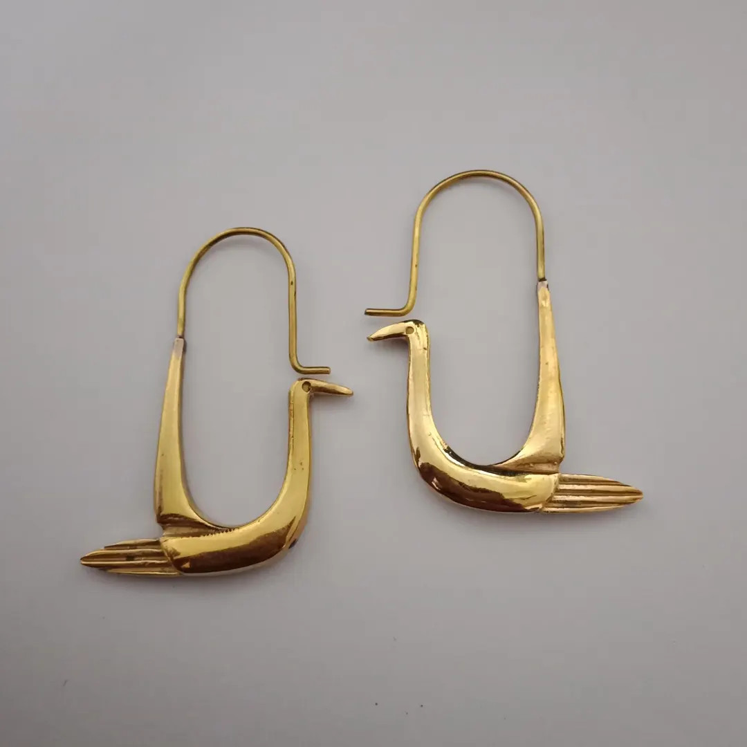 Swan Earrings, Polished Brass Earrings, Silver Swan Earrings, , Animal Earrings, Gift Ideas, Gift... | Etsy (US)