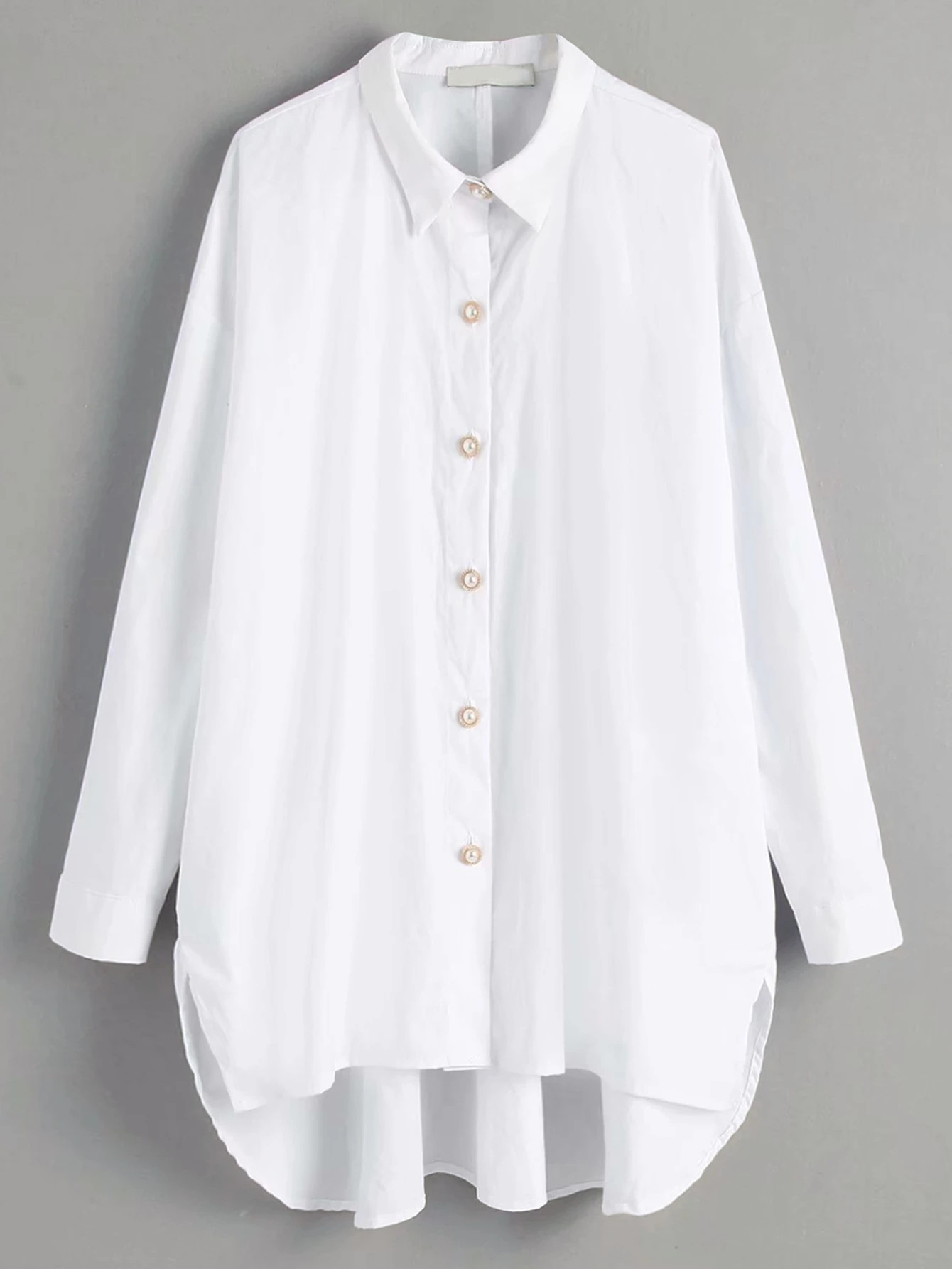 Button Front High Low Shirt Dress | SHEIN