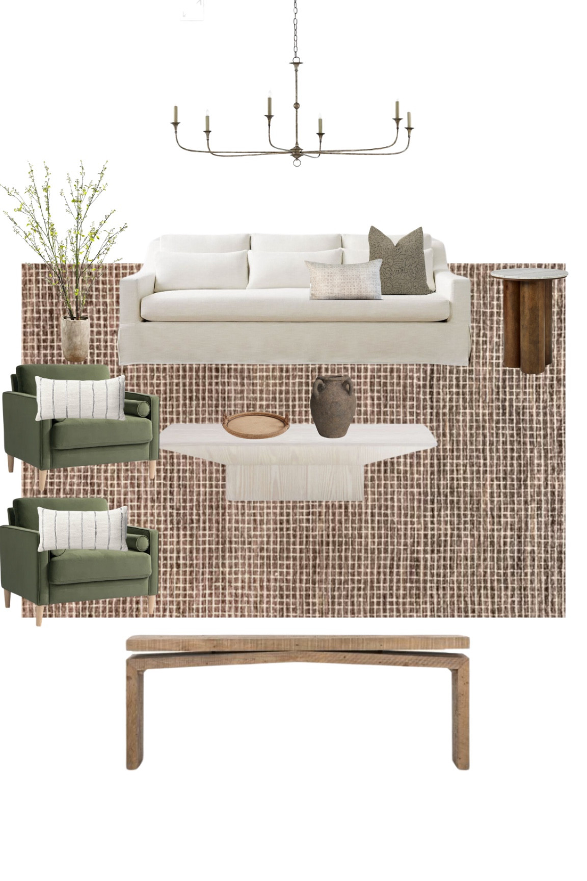 Transitional style living room | living room styling | living room decor | neutral living room | pottery barn sofa | wool rug | accent chairs | console table | coffee table | faux plants | side table 

#LTKhome #LTKstyletip