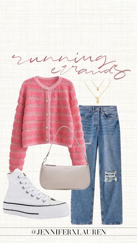 Errand outfit. Weekend outfit. Pink sweater. Sneaker outfit  

#LTKunder100 #LTKtravel #LTKSeasonal