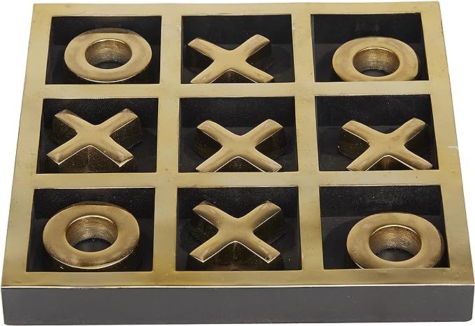Deco 79 Aluminum Tic Tac Toe Game Set with Gold Inlay, 9" x 9" x 1", Gold | Amazon (US)