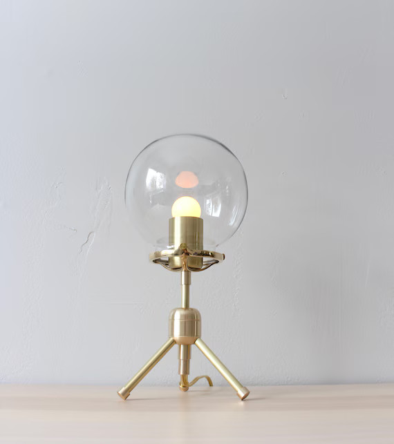 Tripod Bubble Table Lamp Brass Desk Lamp Clear Glass Globe | Etsy | Etsy (US)