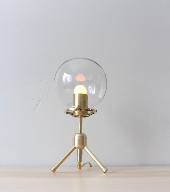 Tripod Bubble Table Lamp Brass Desk Lamp Clear Glass Globe | Etsy | Etsy (US)