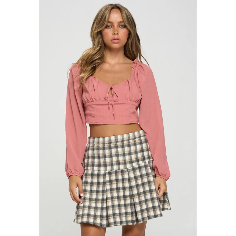 Smocked Long Sleeves Crop Top | Shop Simon