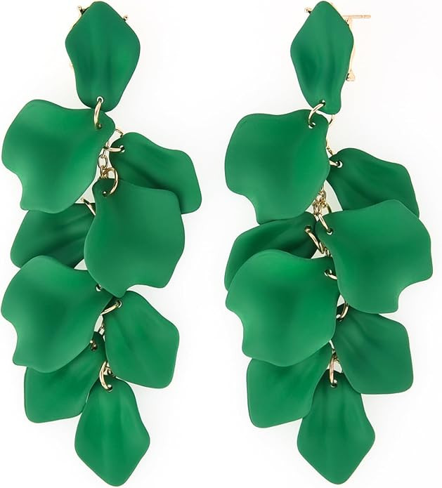 Layered Tassel Bohemian Dangle Earrings, Acrylic Rose Petal Drop Earrings Holiday Festive Costume... | Amazon (US)