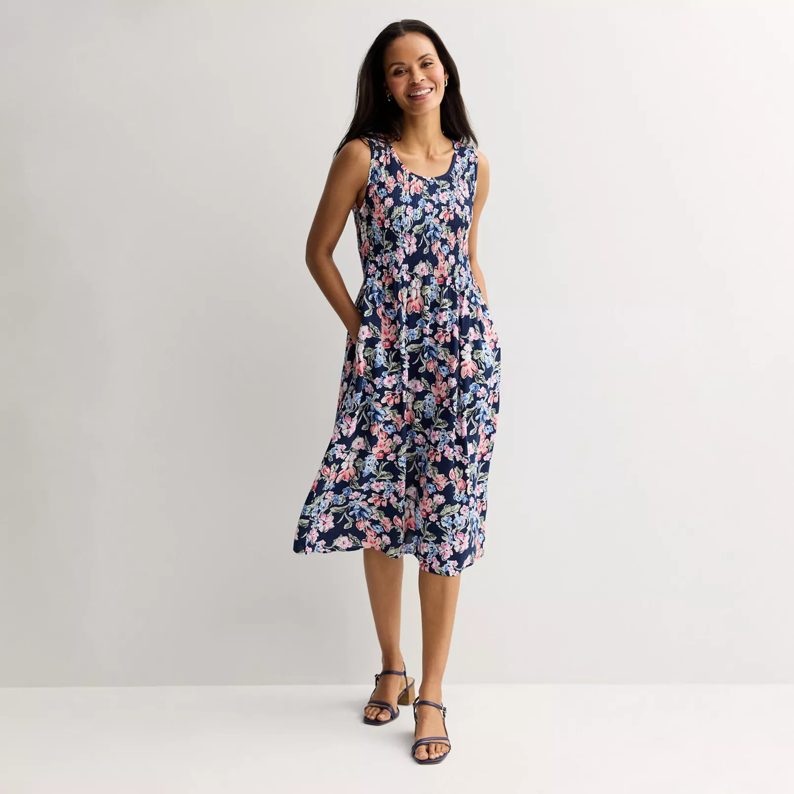Women's Croft & Barrow® Smocked Midi Dress | Kohl's