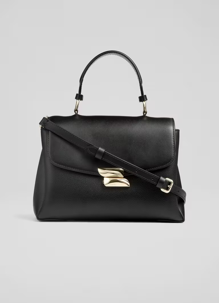 Darcie Black Leather Top Handle Crossbody | L.K. Bennett (UK)