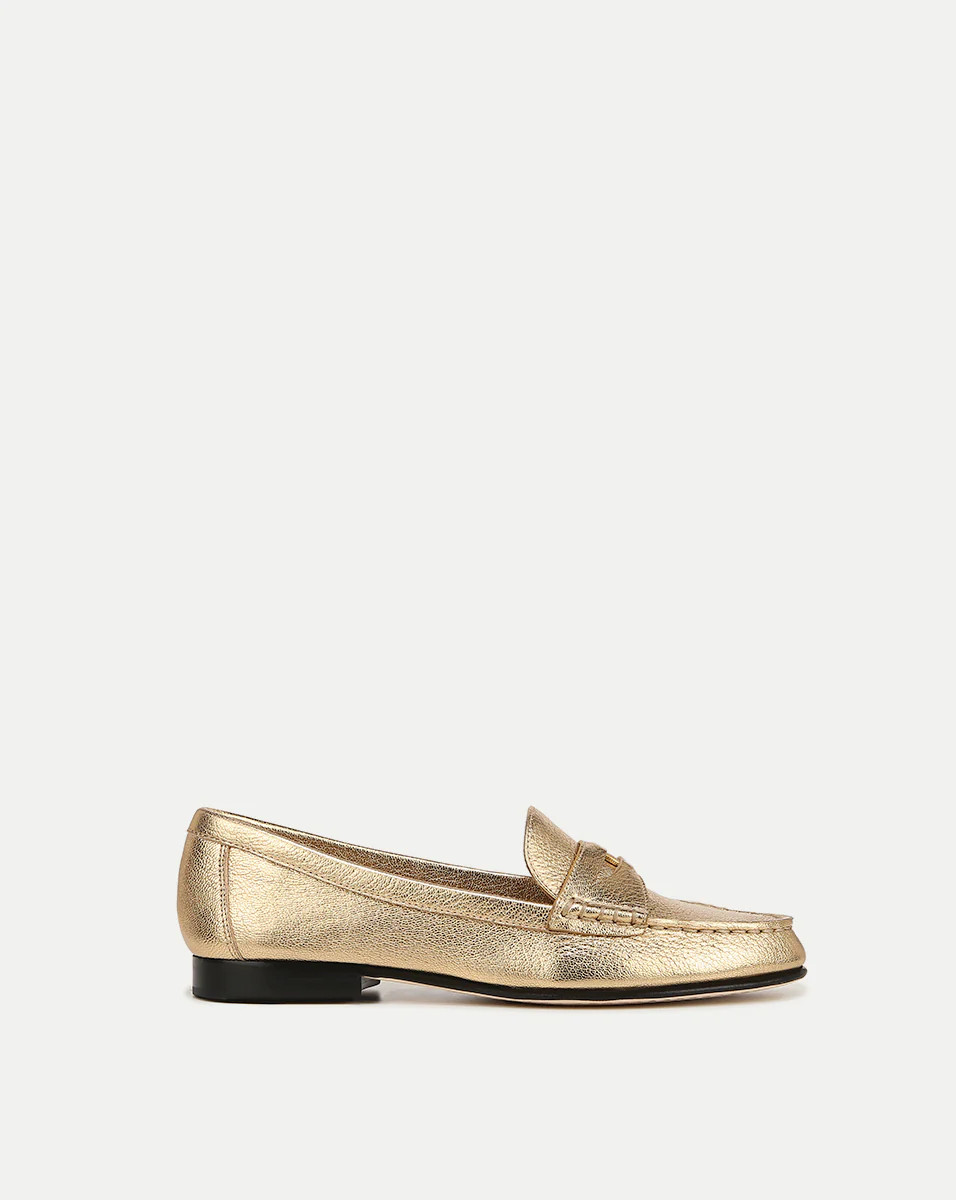 Penny Metallic Leather Loafer in Gold | Veronica Beard | Veronica Beard