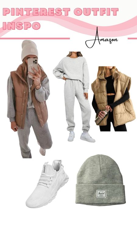 Casual Pinterest outfit inspo! Recreated on amazon. 

Matching set outfit, puffer vest outfit, white sneaker

#LTKstyletip #LTKSeasonal #LTKfindsunder100