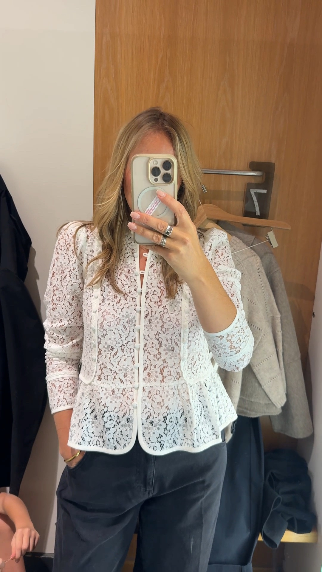 Lace blouse 
Great shaping at the waist and shoulder 
Split neckline - great for larger busts and tummies 👌🏻 
Inner vest layer is optional. 
I’m wearing a medium

#LTKautumn #LTKdatenight #LTKpartywear