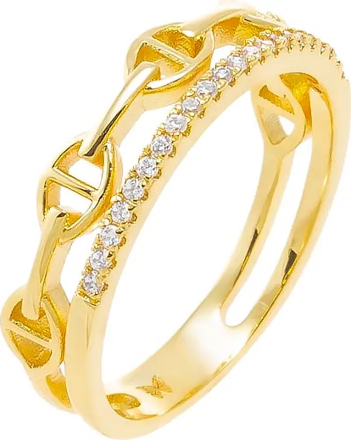 CZ Pave X Solid Mariner Band Ring | Nordstrom